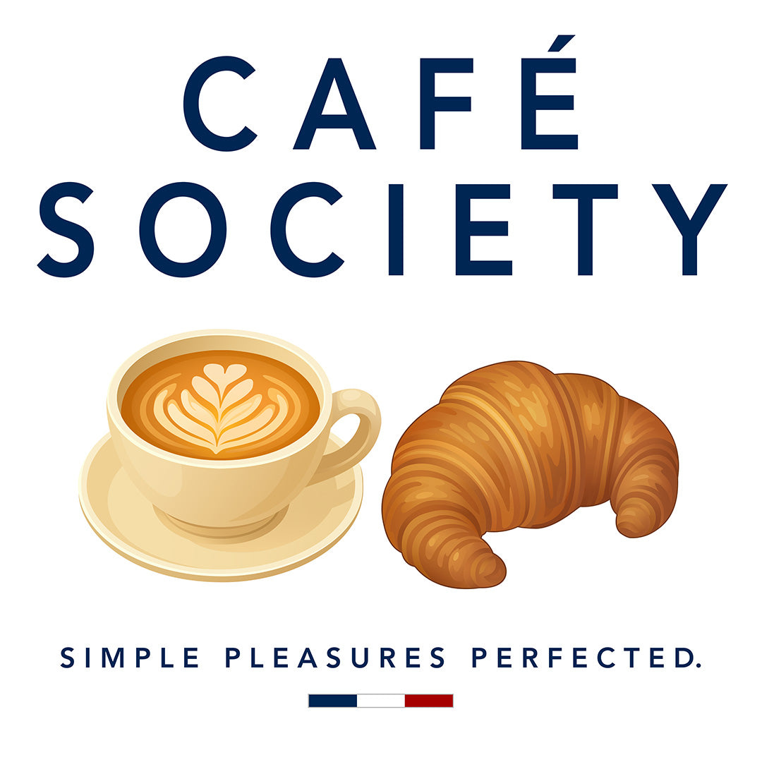 Cafe Society Tee design — cappuccino and croissant graphic tee artwork by BonAppaTee