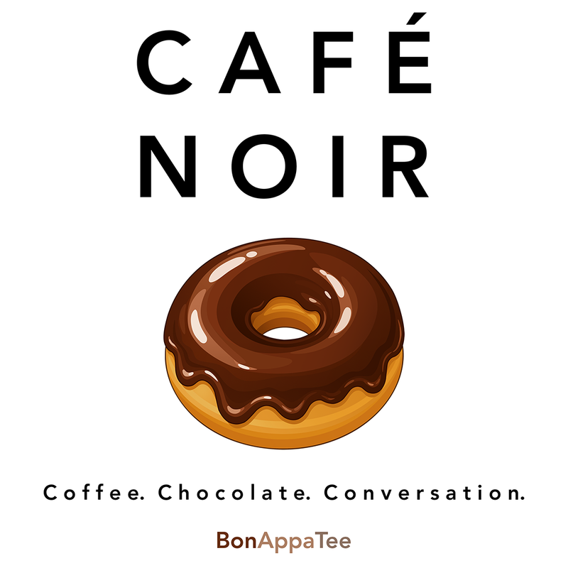 Café Noir Tee design — coffee graphic tee artwork by BonAppaTee