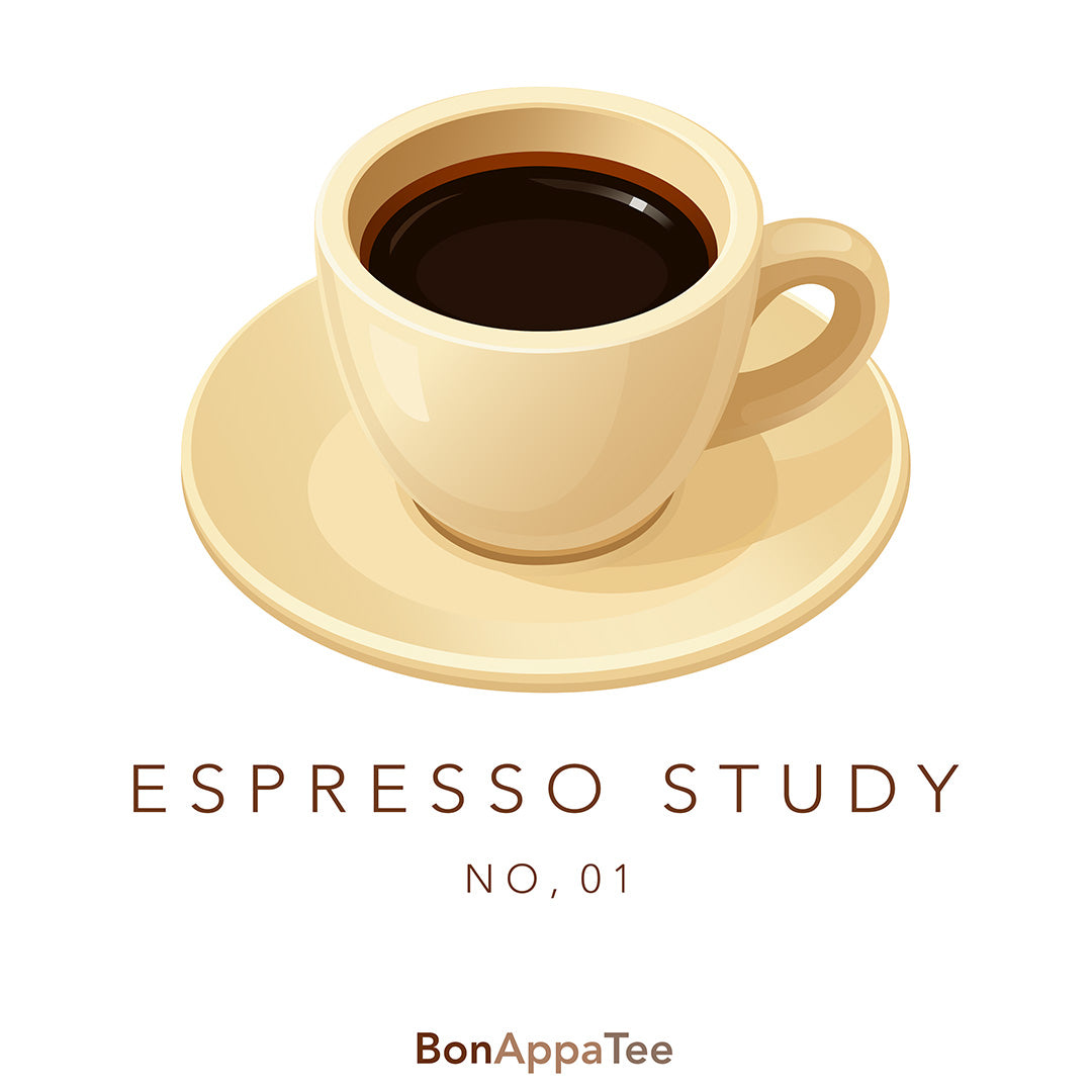 Espresso Study Tee design — coffee graphic tee artwork by BonAppaTee