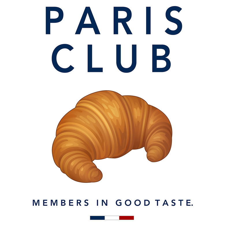 Paris Club Tee design — croissant graphic tee artwork by BonAppaTee