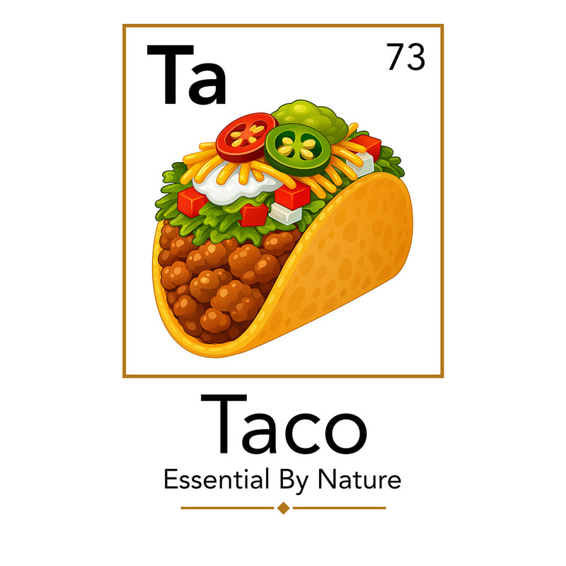Taco Essential By Nature Tee design — taco graphic tee artwork by BonAppaTee