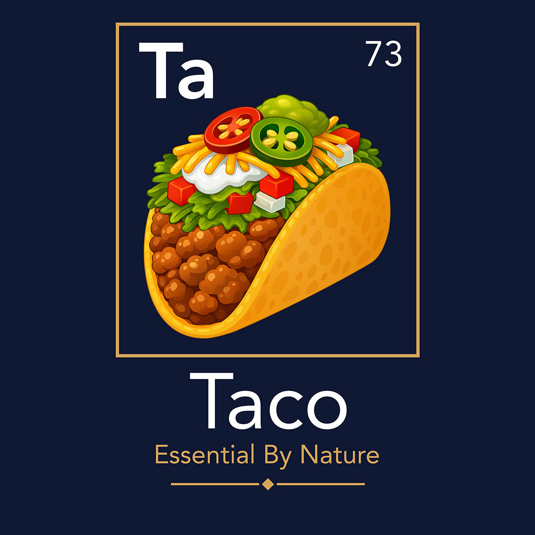 Taco Essential By Nature Tee design — taco graphic tee artwork by BonAppaTee
