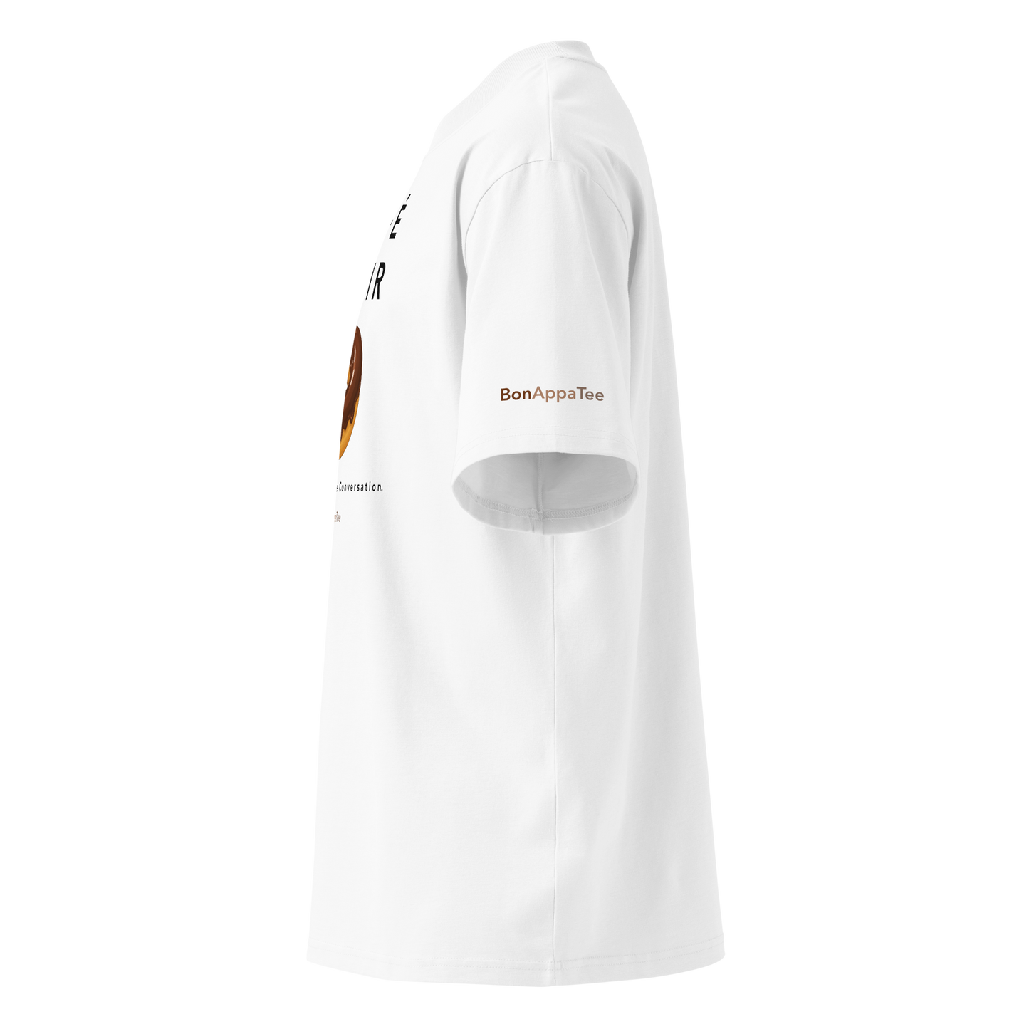 Café Noir Tee — oversized food graphic t-shirt side view | BonAppaTee