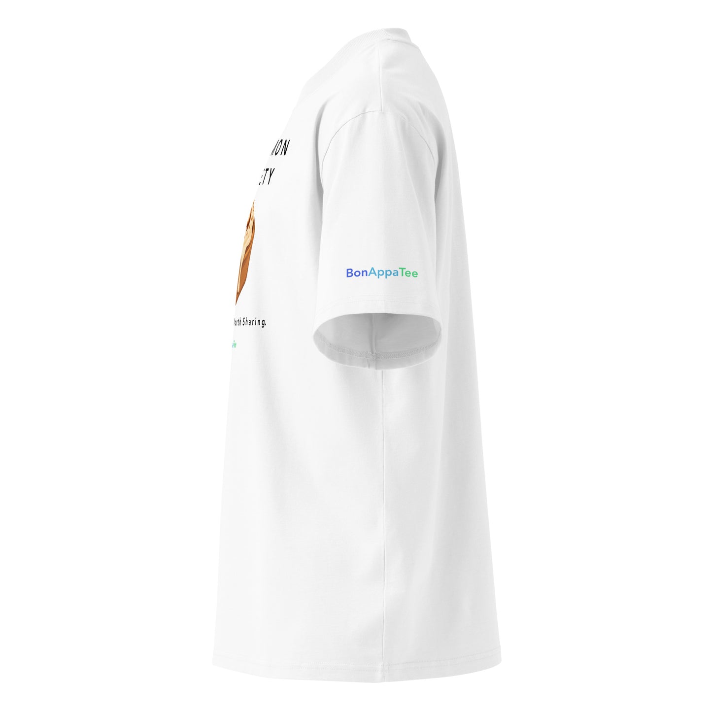 Cinnamon Society Tee — oversized food graphic t-shirt side view | BonAppaTee