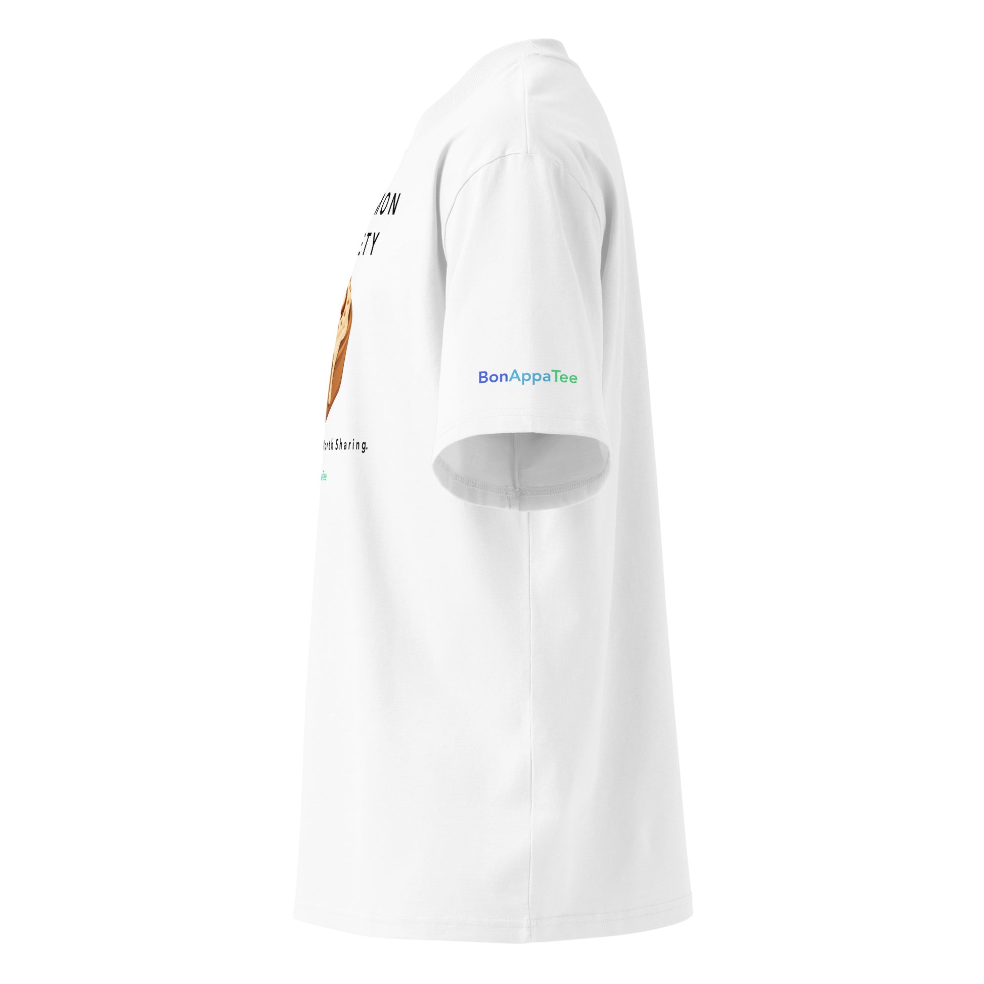 Cinnamon Society Tee — oversized food graphic t-shirt side view | BonAppaTee