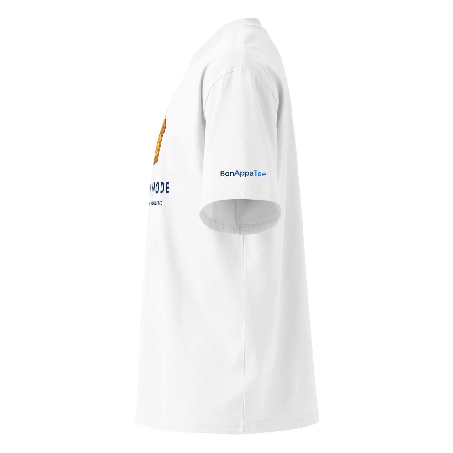 Product Pie À La Mode oversized fit apple pie graphic t-shirt — side view, white | BonAppaTee
mockup