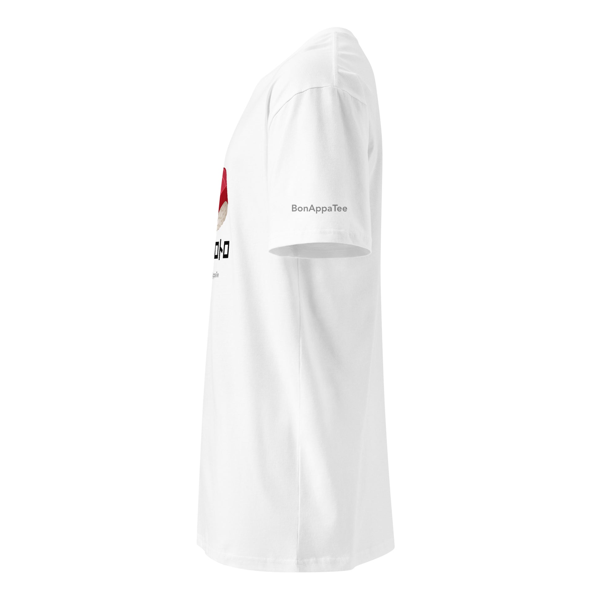 Maguro Toro relaxed fit sushi graphic t-shirt — side view, white | BonAppaTee