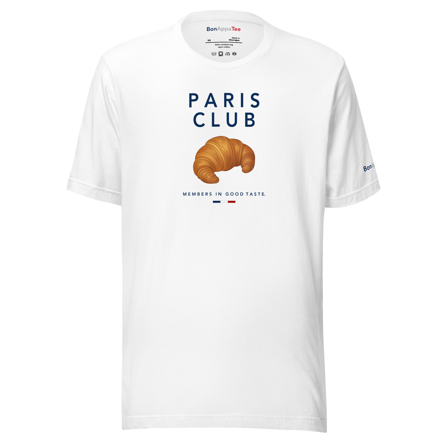 Paris Club Tee — relaxed fit food graphic t-shirt on white background | BonAppaTee