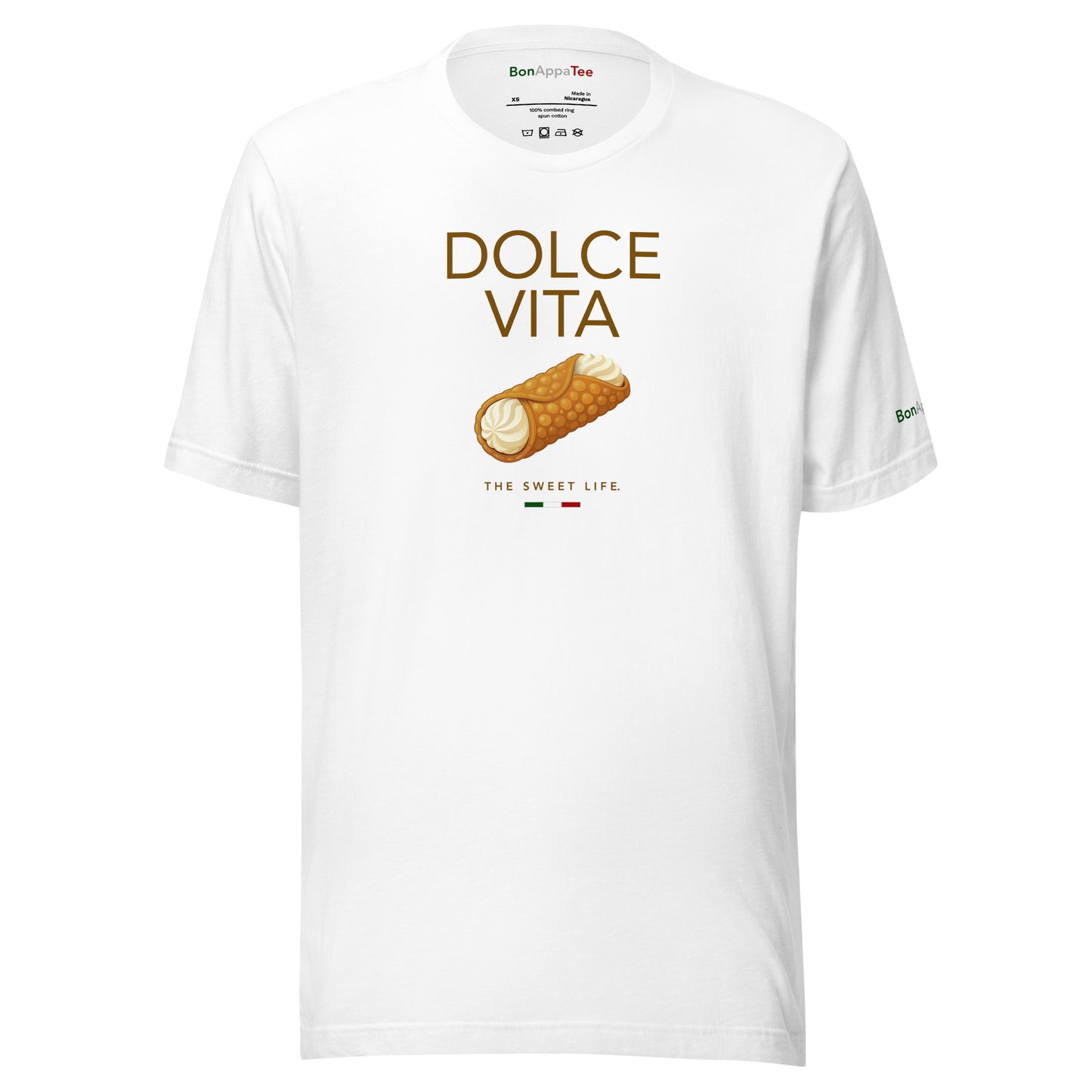 Dolce Vita — relaxed fit Cannoli Graphic T-Shirt on white background | BonAppaTee
