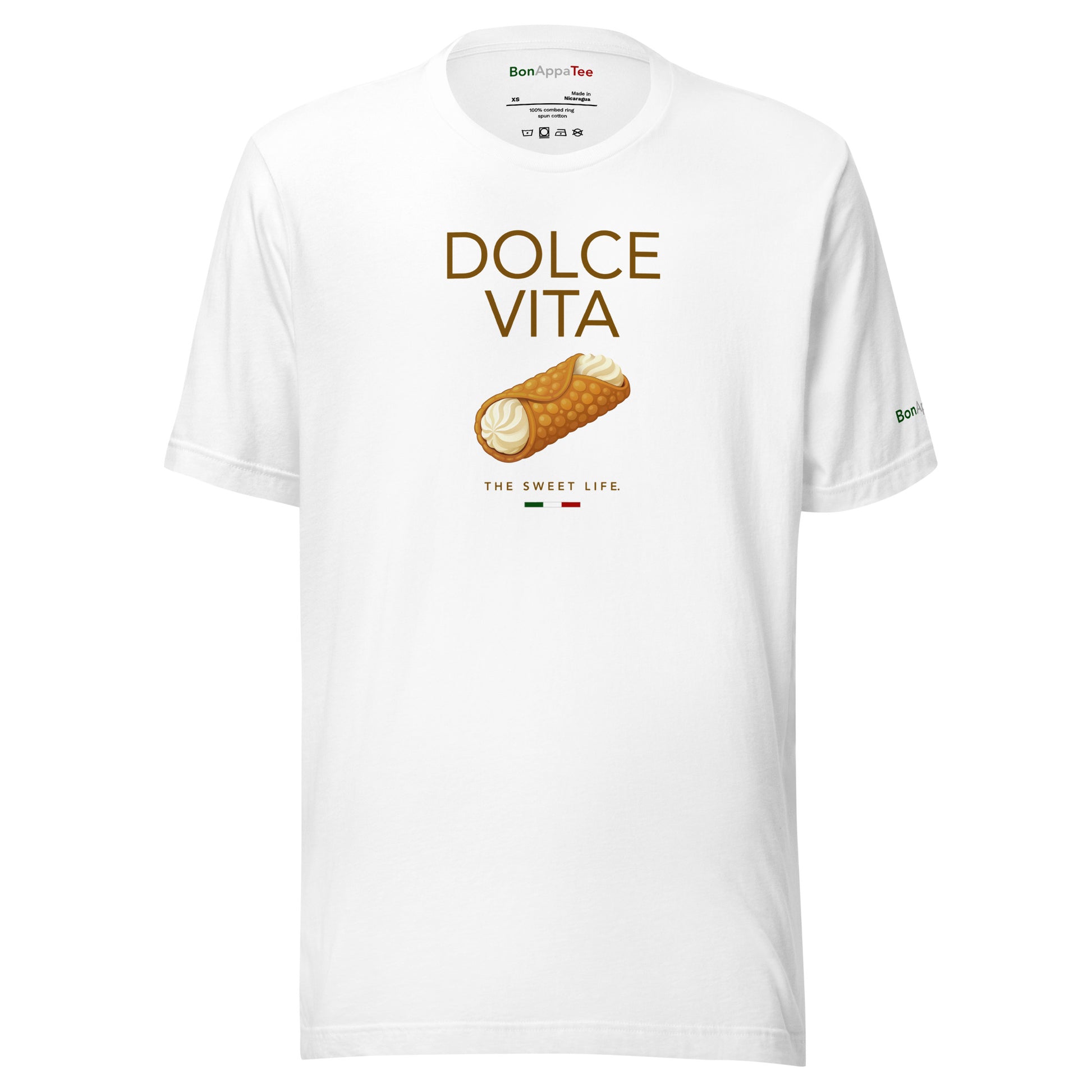 Dolce Vita — relaxed fit Cannoli Graphic T-Shirt on white background | BonAppaTee

