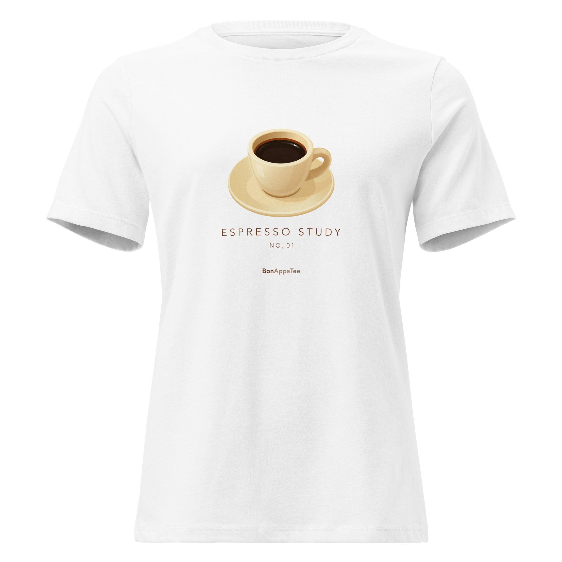 Espresso Study Tee — women's food graphic t-shirt on white background | BonAppaTee