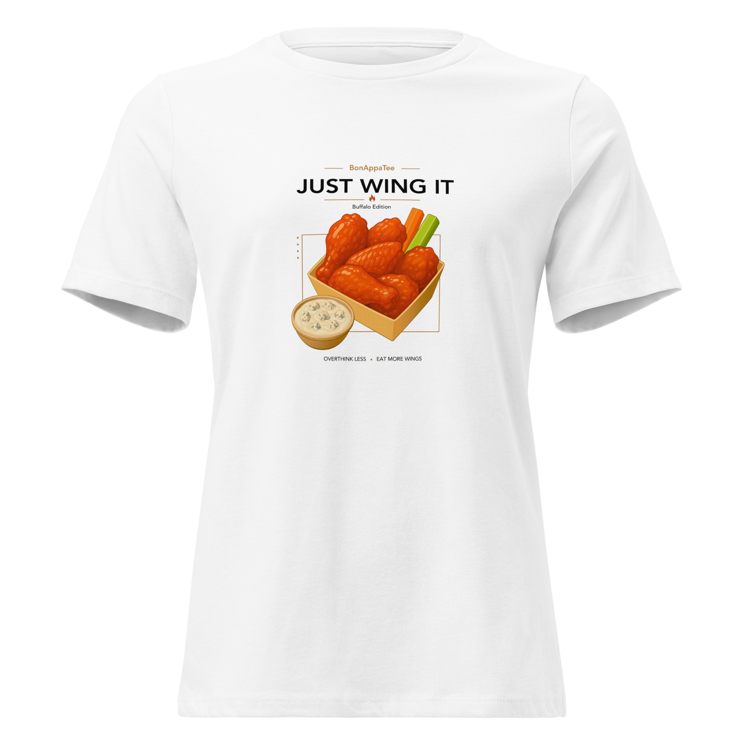 Just Wing It Tee — food graphic t-shirt on white background | BonAppaTee