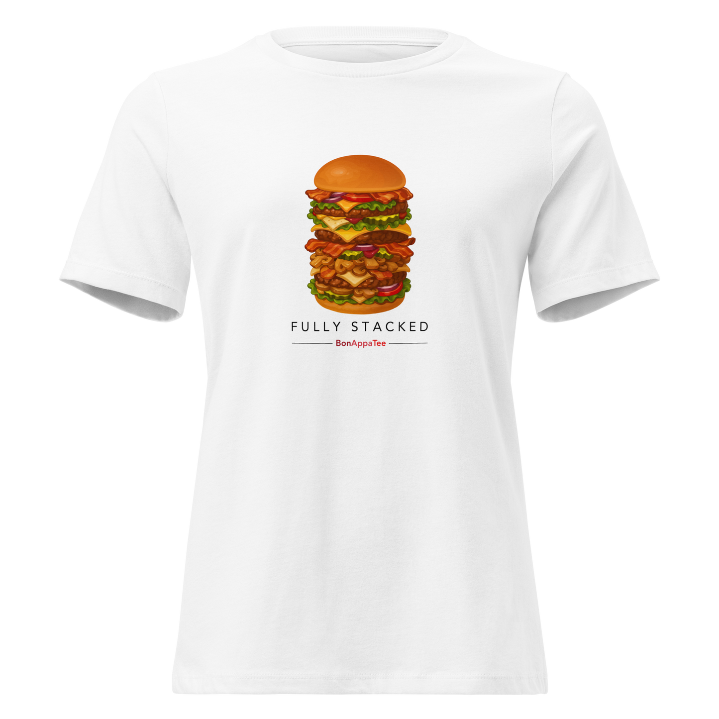 Fully Stacked Tee — food graphic t-shirt on white background | BonAppaTee